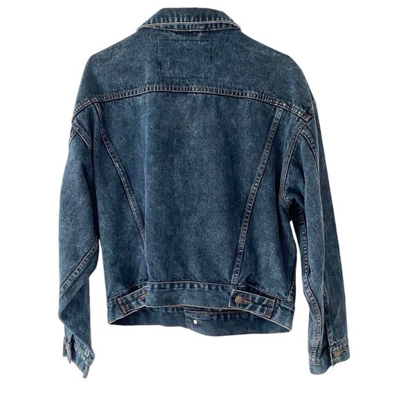 Anchor Blue Vintage Global Workwear Mens Denim Jean Leather Jacket size medium - Picture 4 of 9